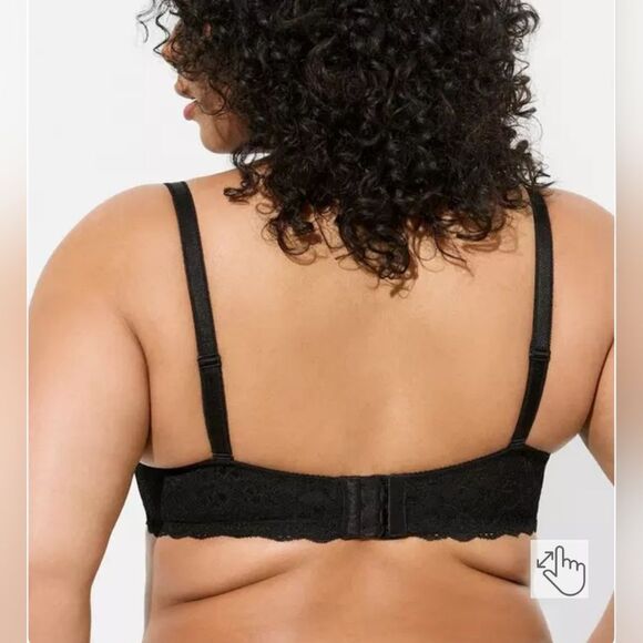 NWT Torrid Plunge Push-Up Lace Straight Back Bra Black Size 38DDD Convertible - Picture 2 of 5